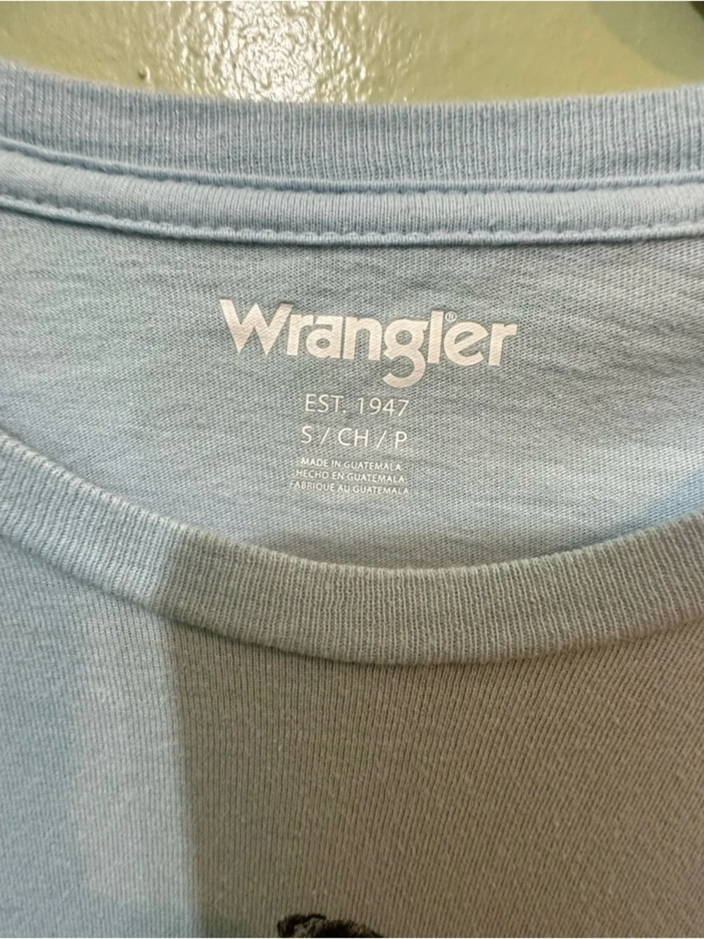 Wrangler Light Blue Long-Sleeve Tee with Western Horse Graphic - Picture 2 of 4